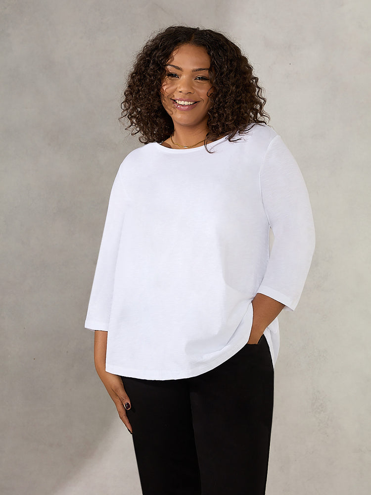 White Slub Swing Tunic Top