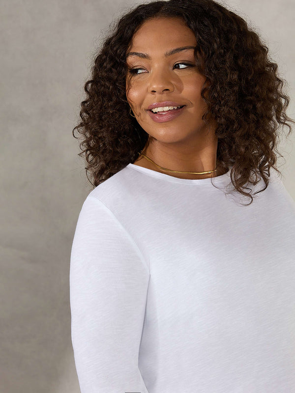White Slub Swing Tunic Top