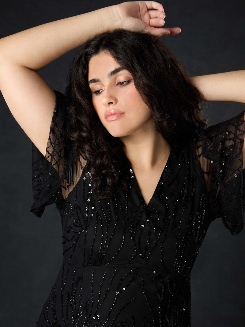 Black Embellished Maxi Dress