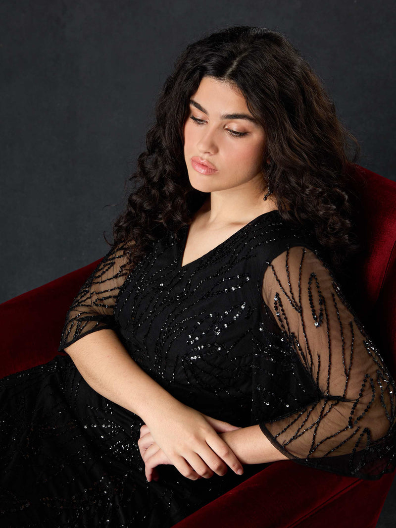 Black Embellished Maxi Dress