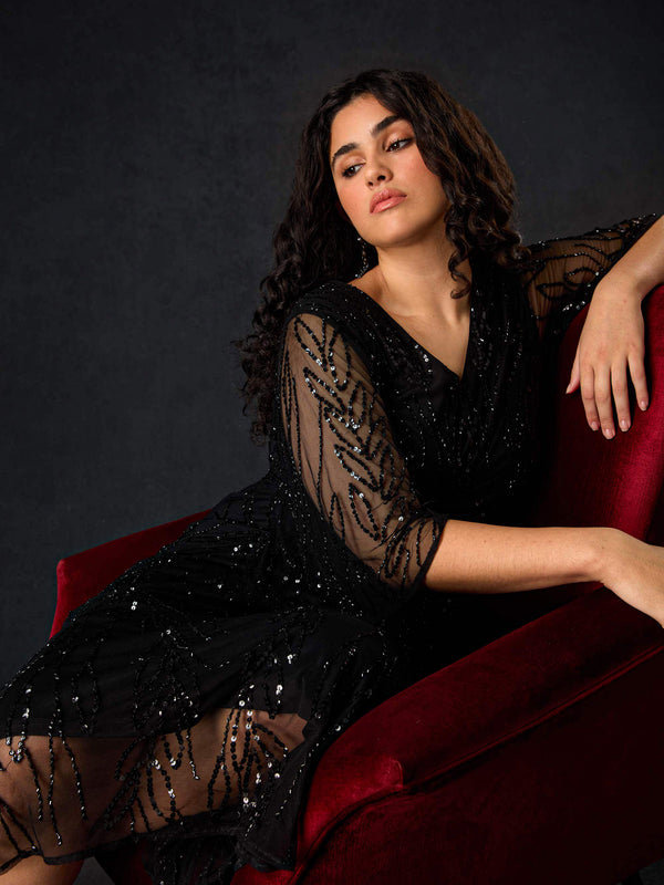 Black Embellished Maxi Dress