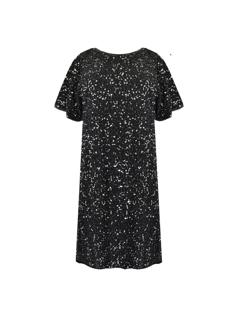 Black Embellished Cold Shoulder Dress