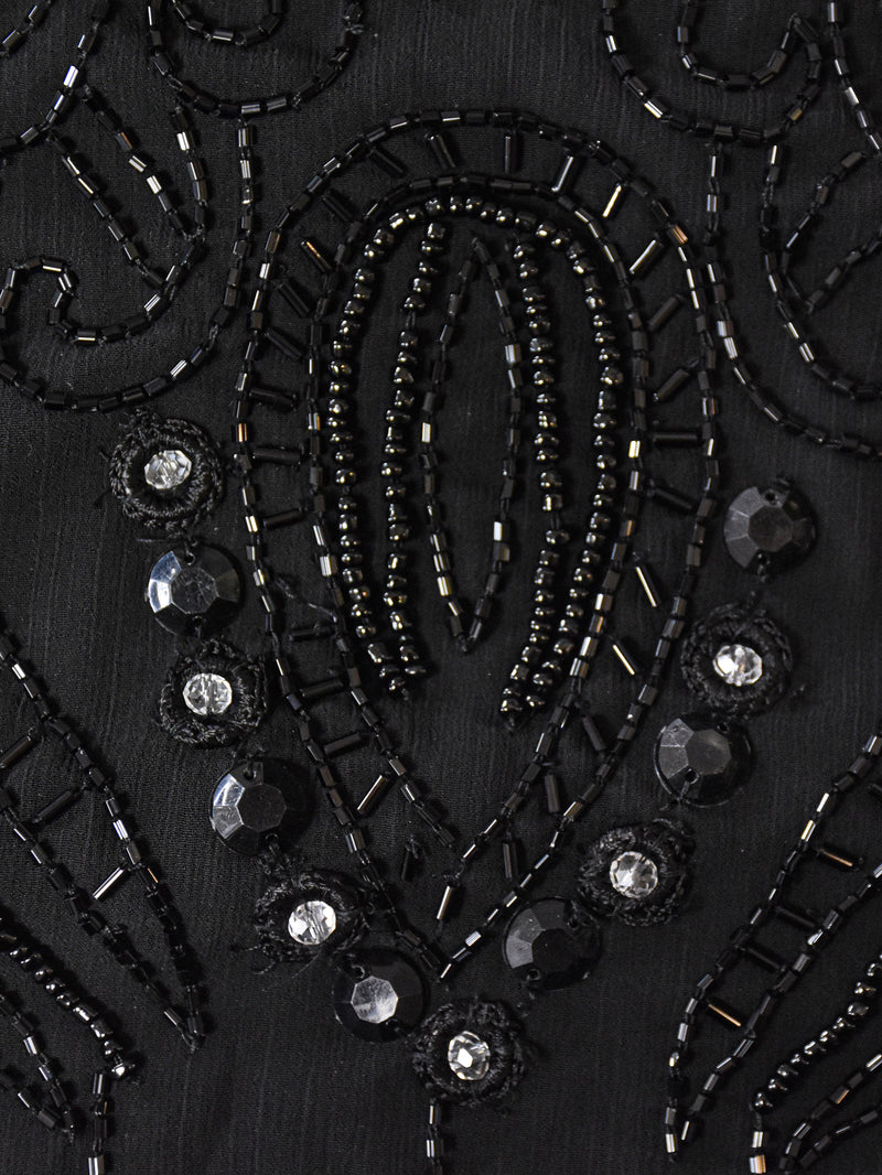 Black Embellished Chiffon Tunic Vest