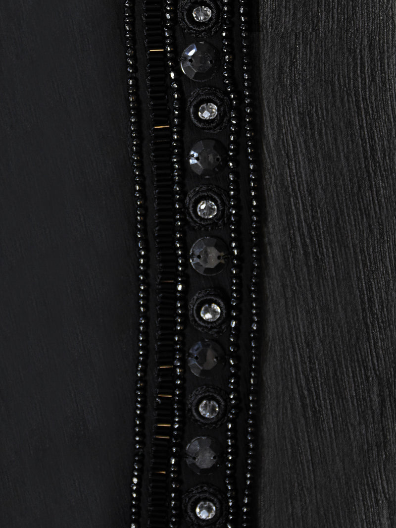 Black Embellished Chiffon Edge to Edge Jacket