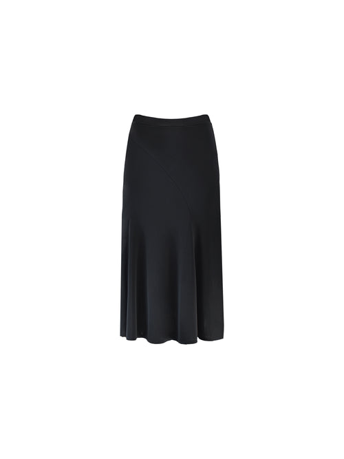Black Seam Detail Midi Skirt