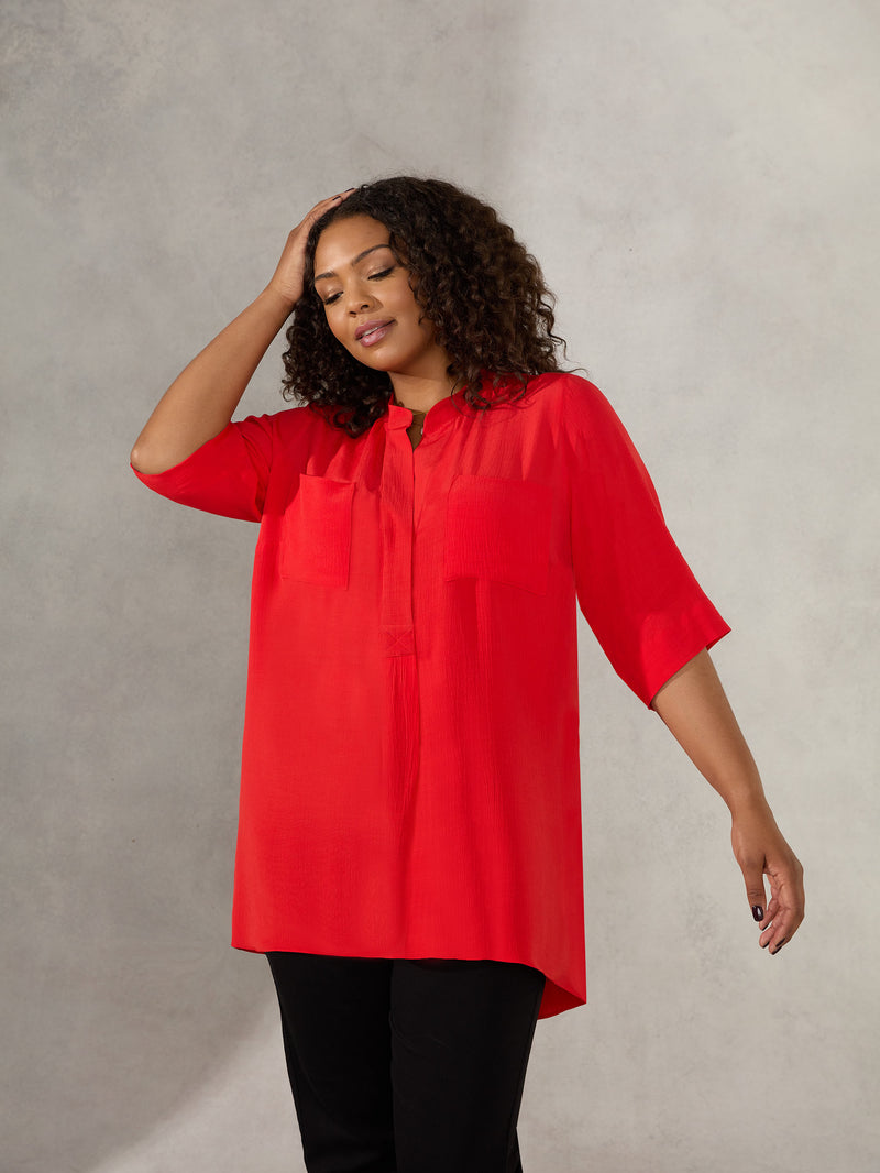 Red Highlow Blouse