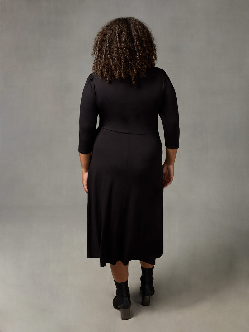 Black Empire Seam Jersey Midi Dress
