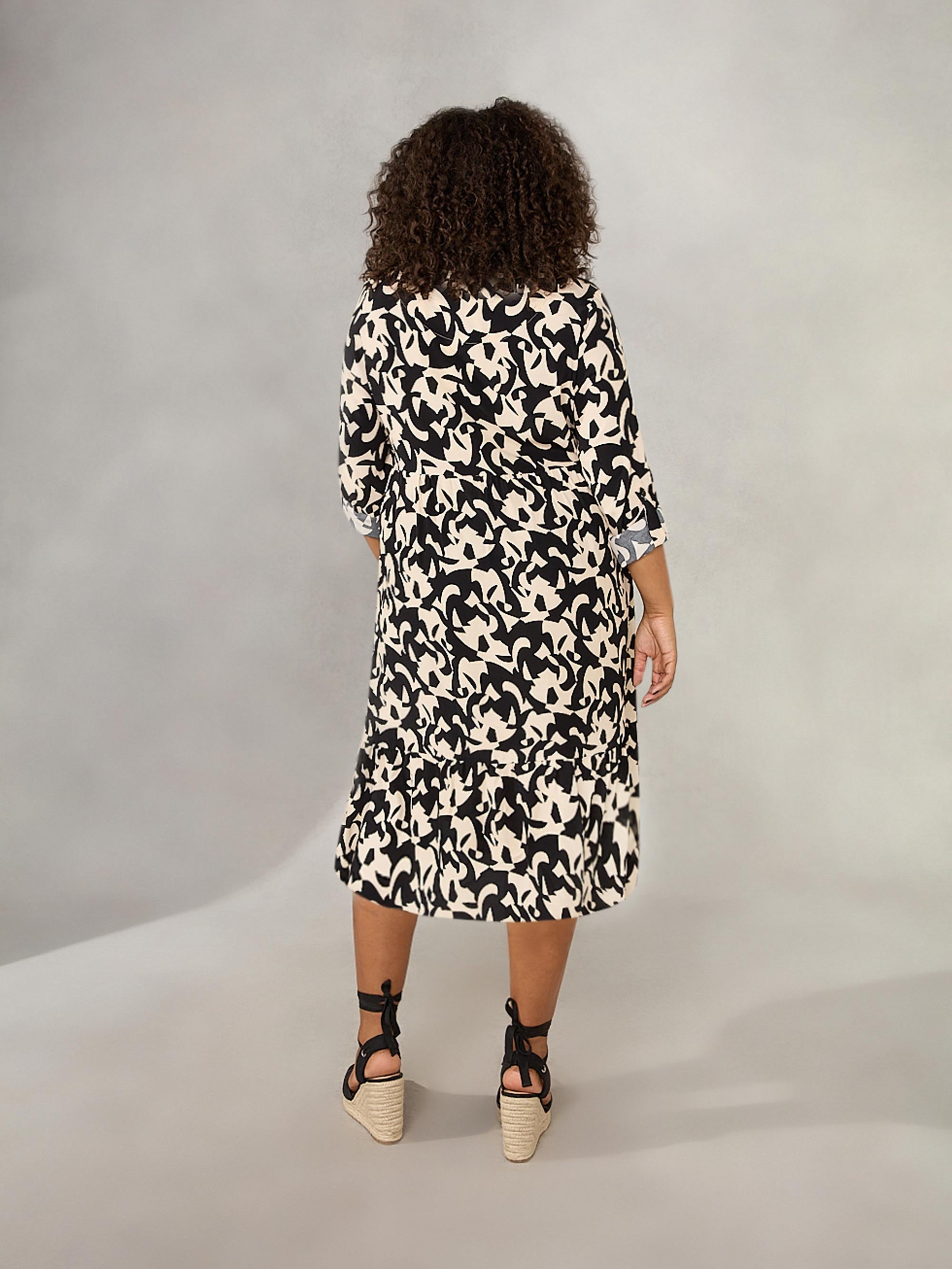 Black & Stone Tiered Midi Dress