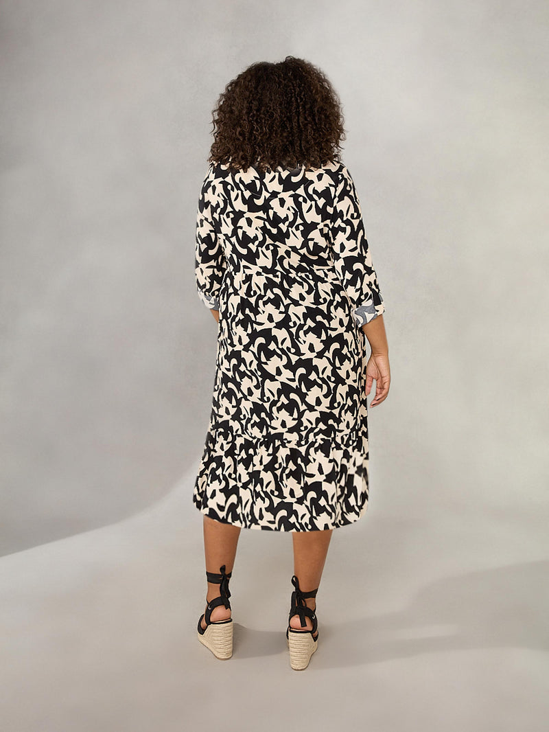 Black & Stone Tiered Midi Dress