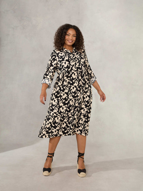 Black & Stone Tiered Midi Dress
