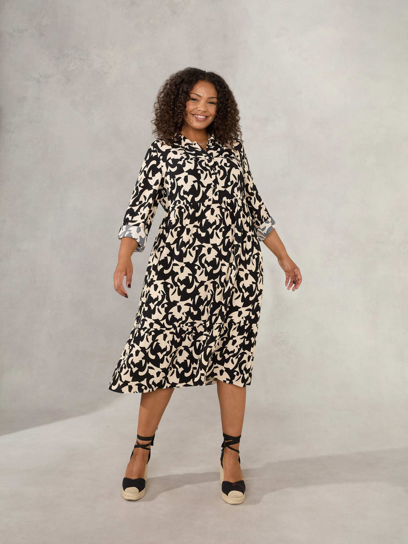 Black & Stone Tiered Midi Dress