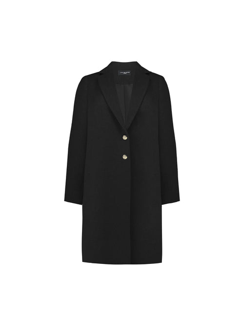 Black Wool Blend Long Tailored Coat
