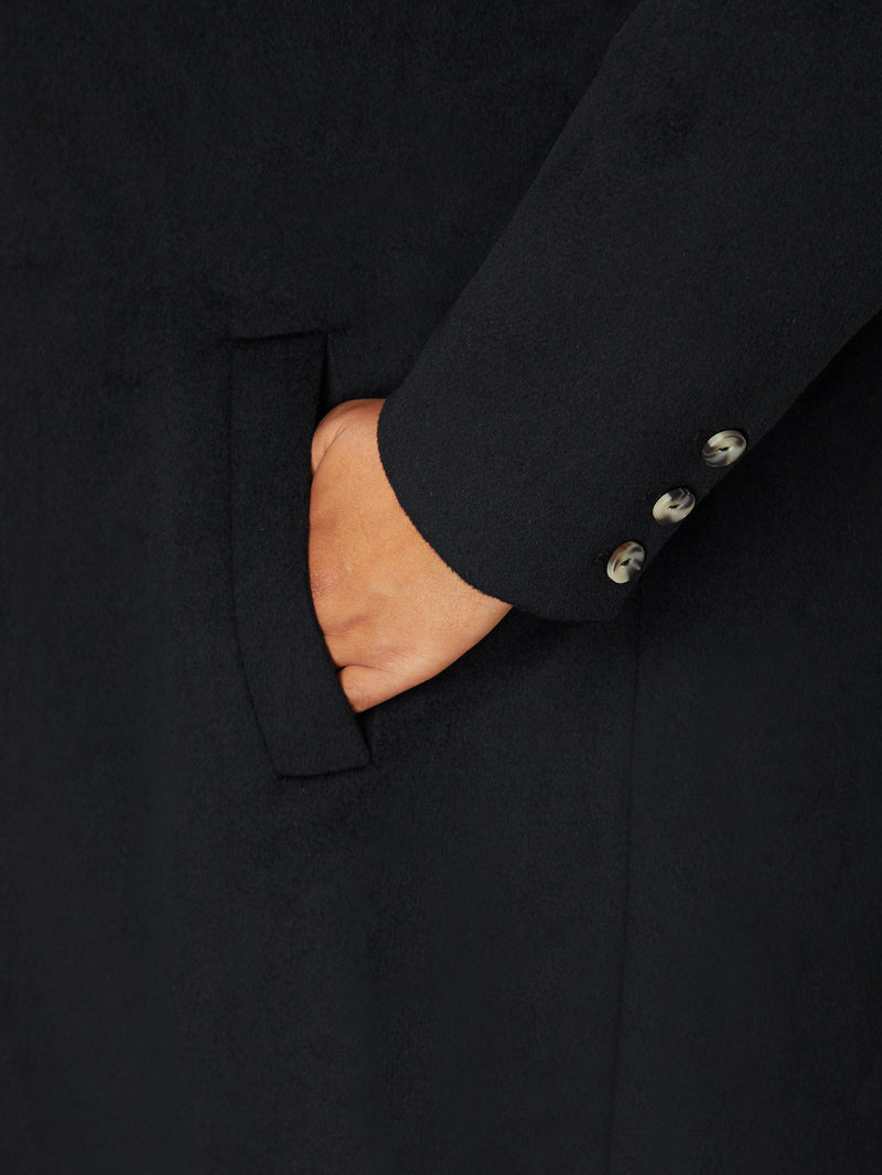 Black Wool Blend Long Tailored Coat