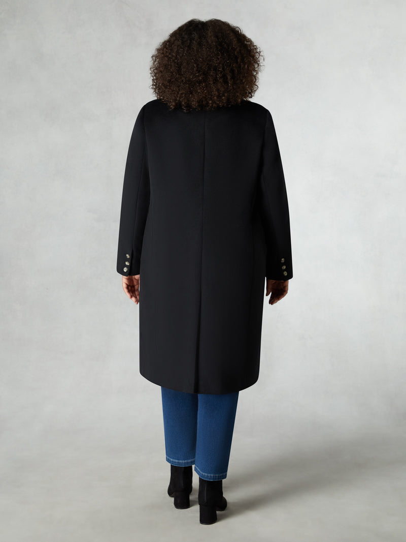Black Wool Blend Long Tailored Coat