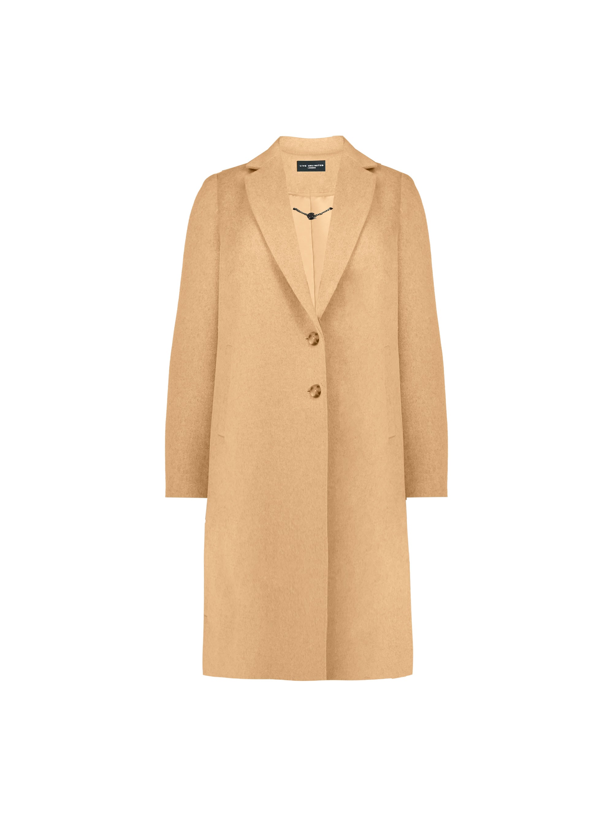 Camel Wool Blend Long Tailored Coat