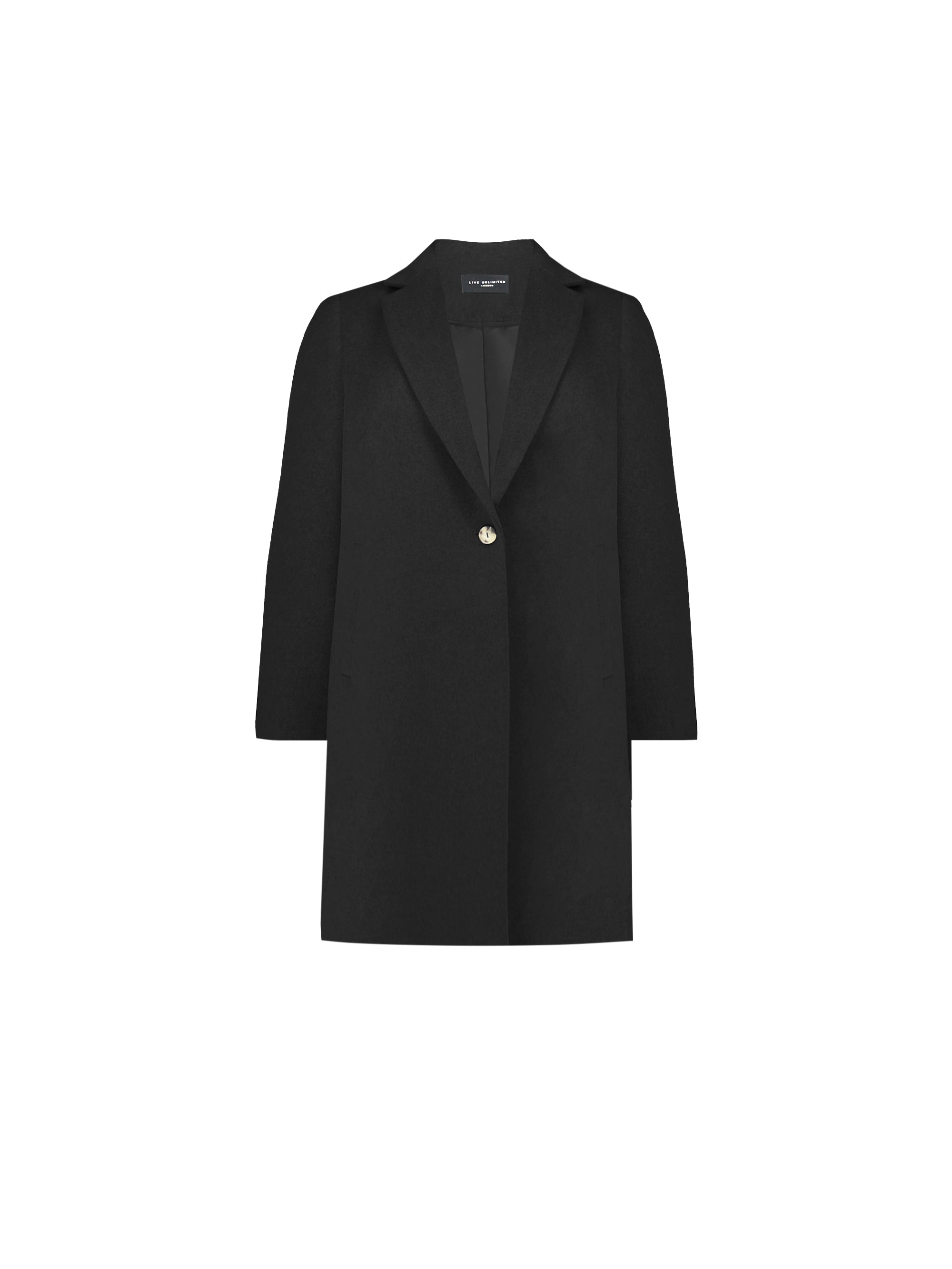 Black Wool Blend Short Tailored Coat