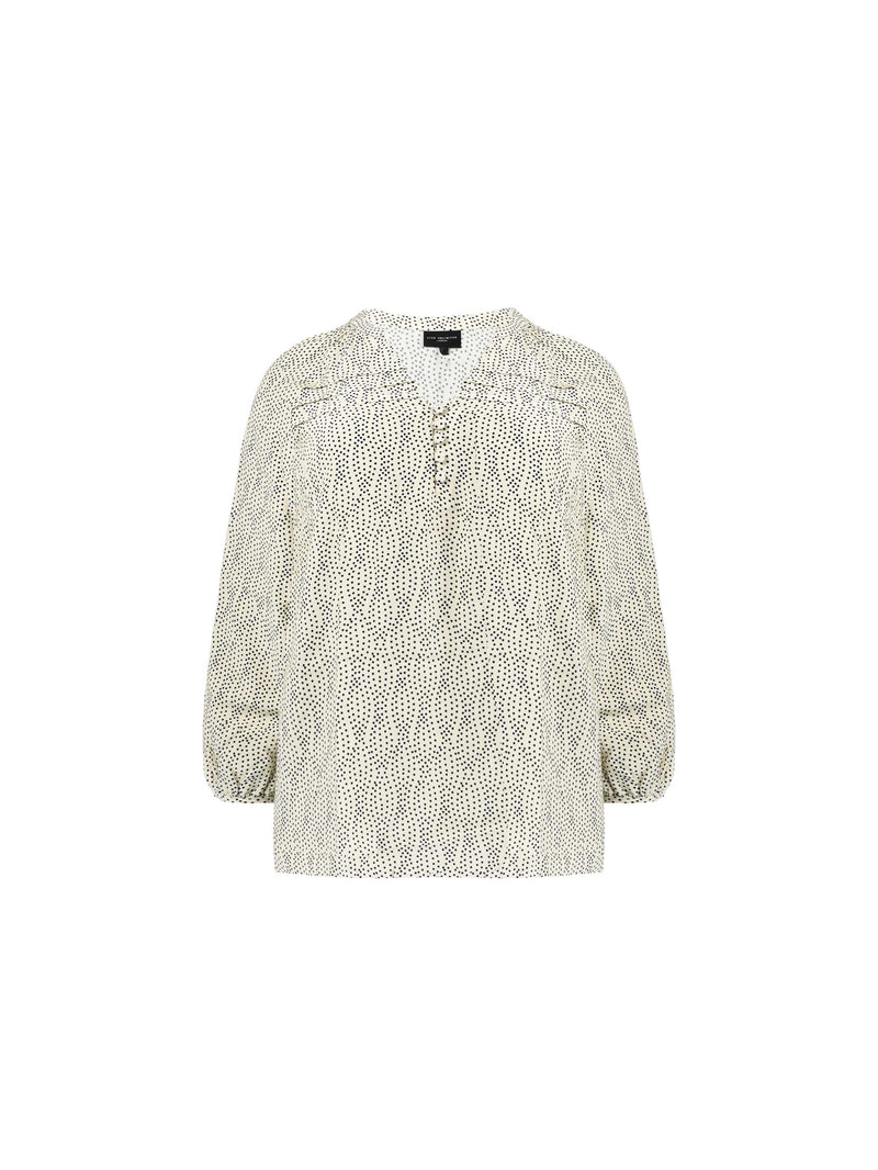 Mono Spot Pleated Yoke Boho Blouse