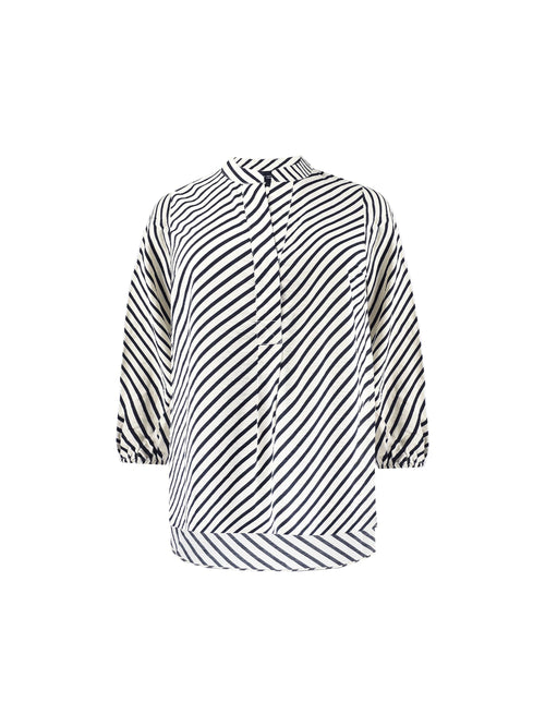 Ivory Stripe Curved Hem Shirt