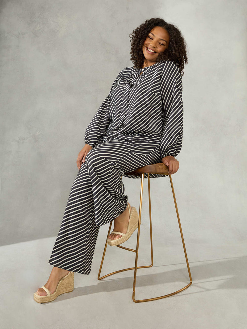 Black Stripe Wide Leg Trouser