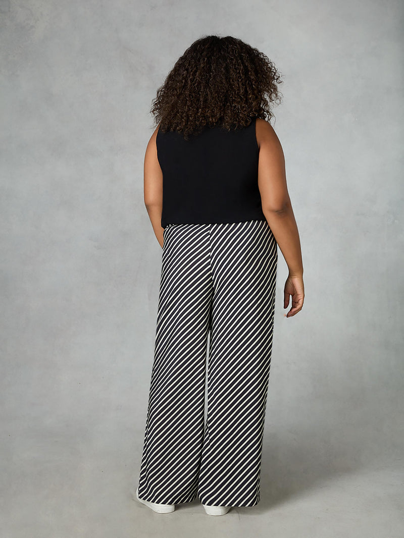 Black Stripe Wide Leg Trouser