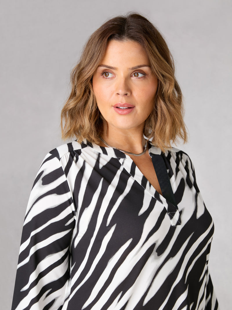 Mono Blurred Line Print Jersey Tunic