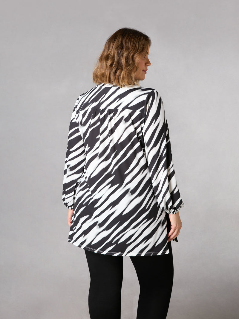 Mono Blurred Line Print Jersey Tunic