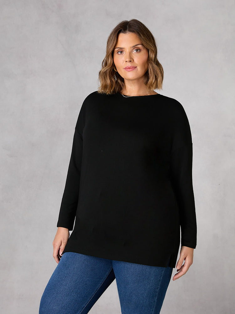 Black Relaxed Jersey Top