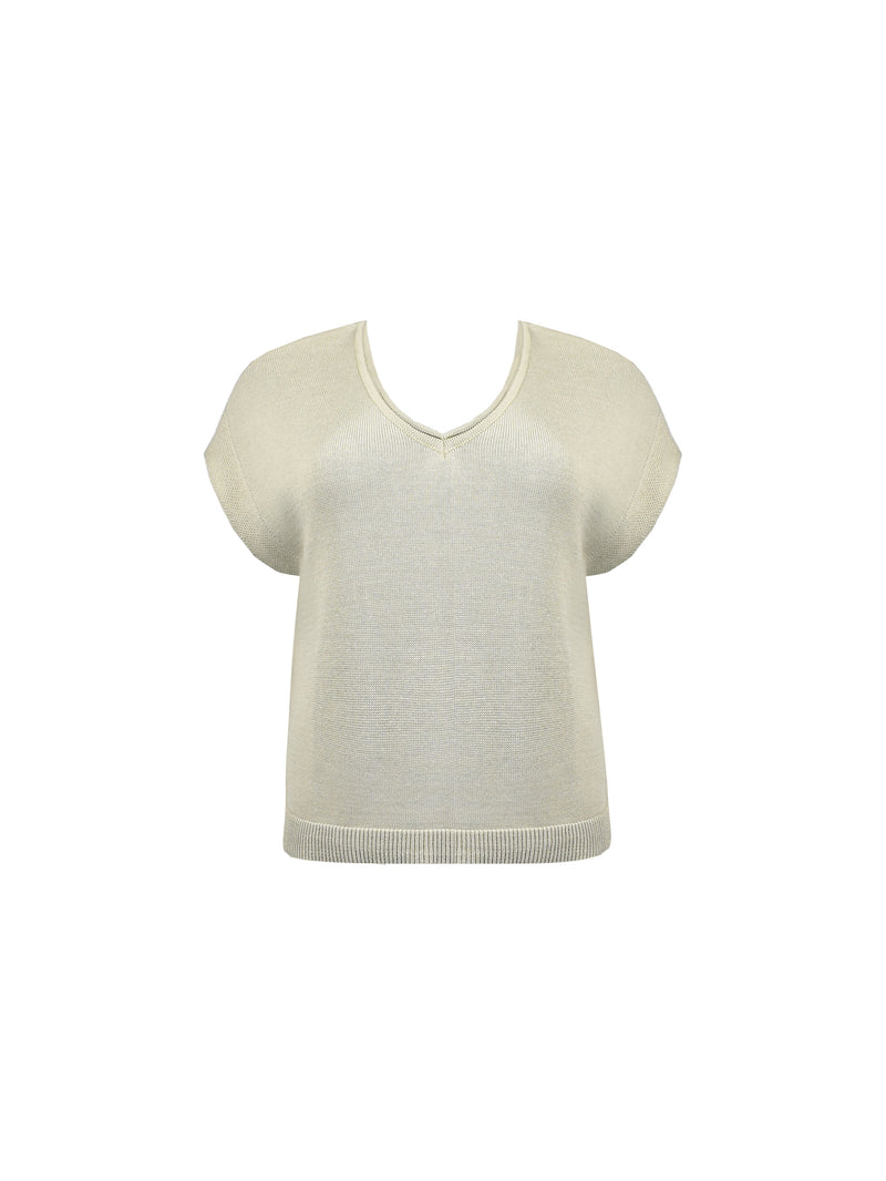 Stone V-Neck Cotton Knit Vest