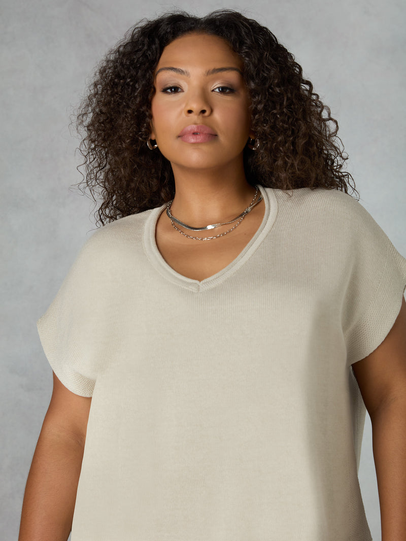 Stone V-Neck Cotton Knit Vest