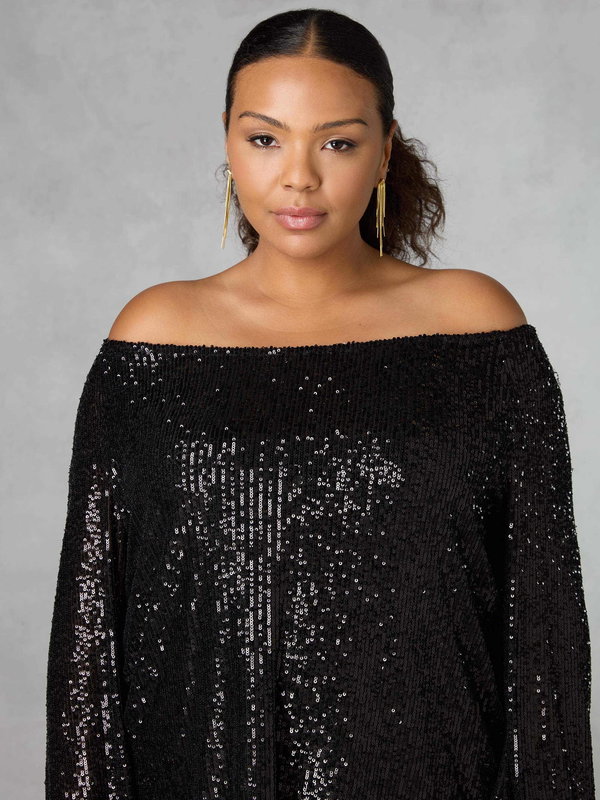 Sequin sale bardot top