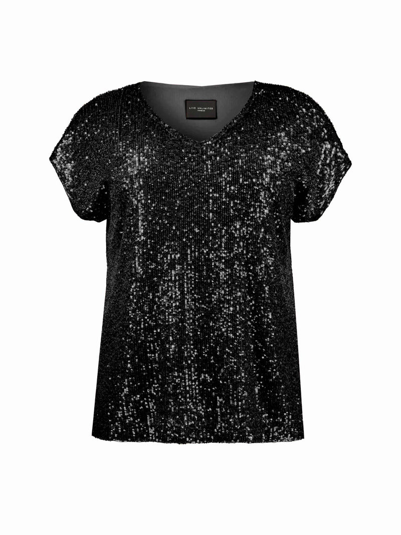Black Sequin T-Shirt