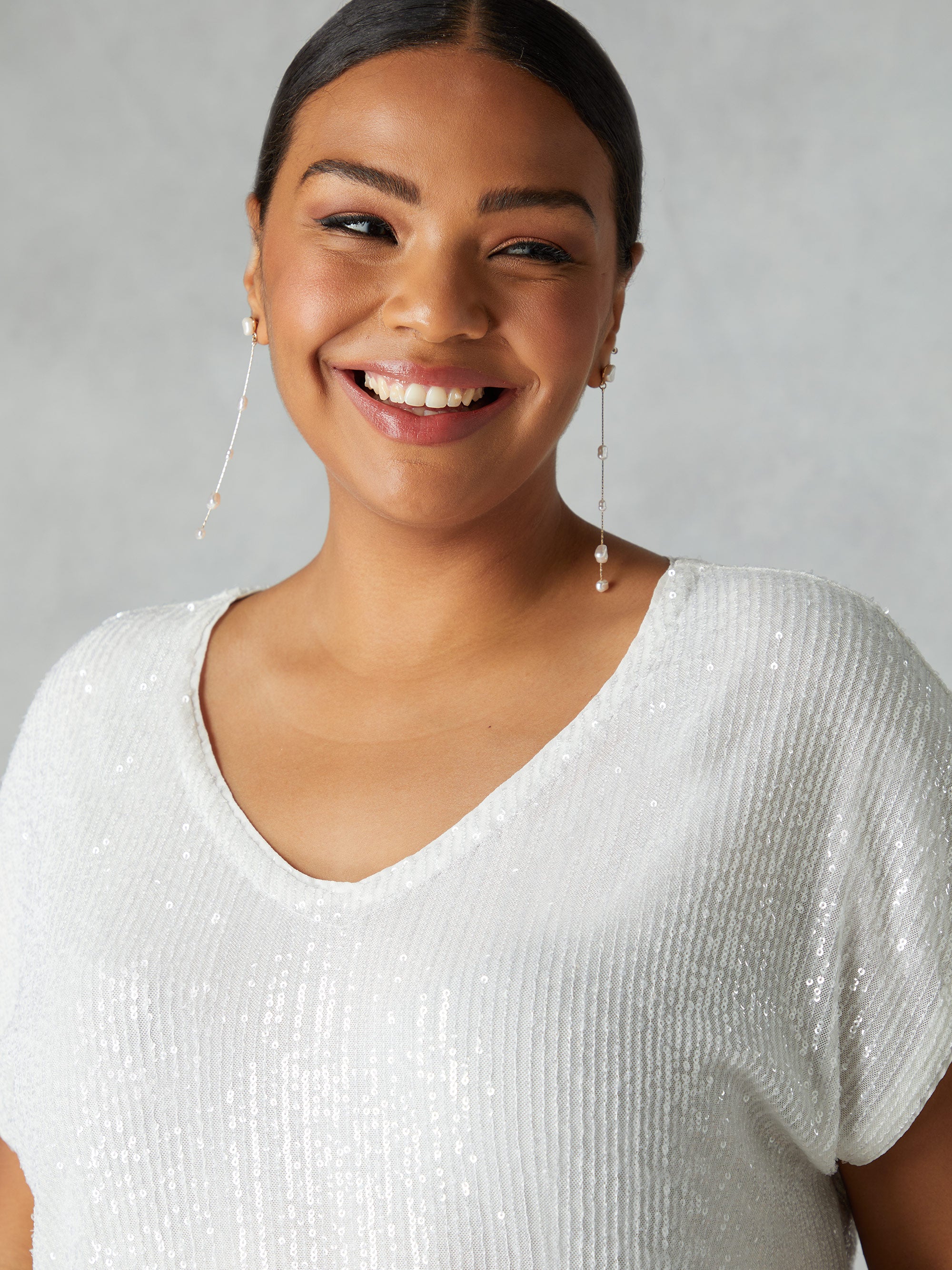 Plus size hotsell white sequin top