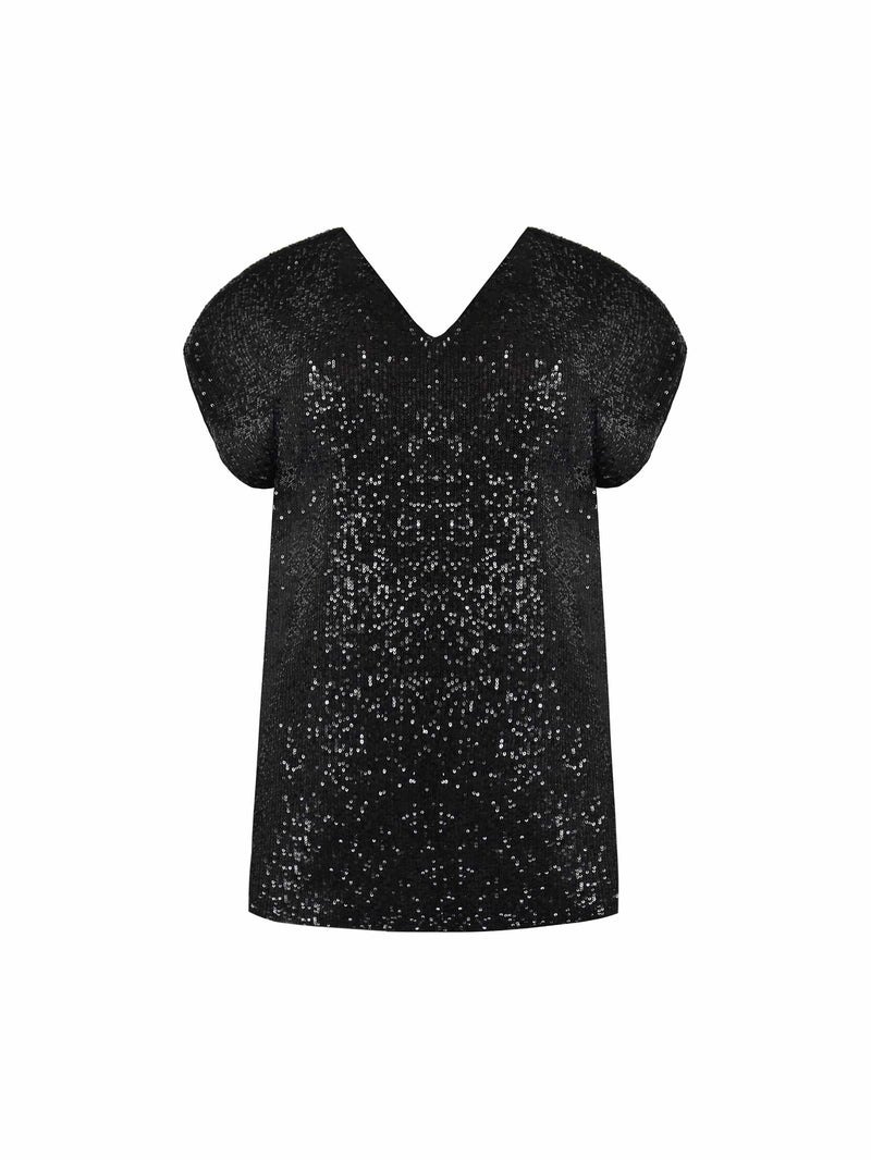 Black Sequin Longline Tunic