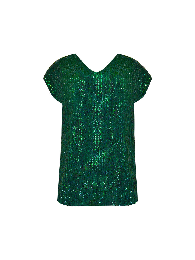 Green Sequin Longline Tunic