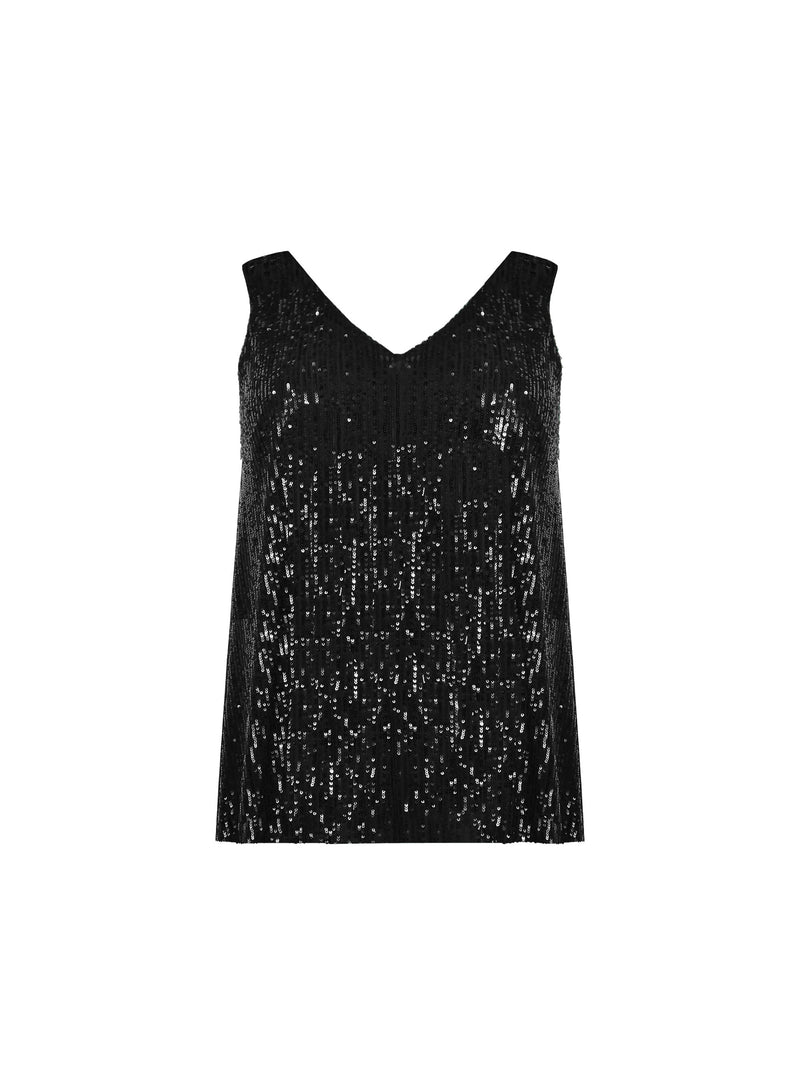 Black Sequin Vest Top