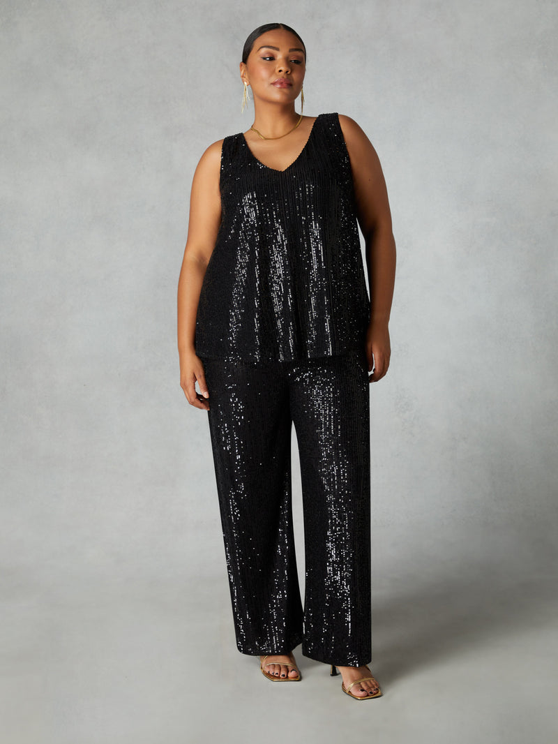 Black Sequin Vest Top