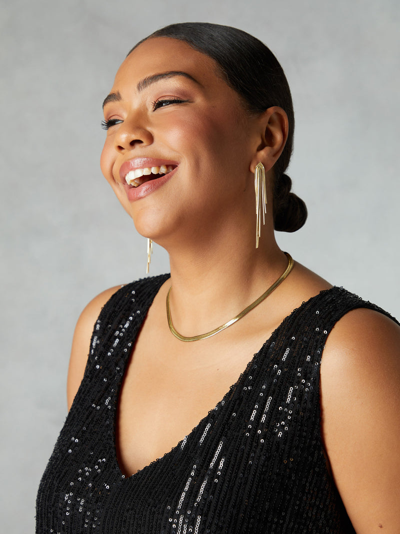 Black Sequin Vest Top