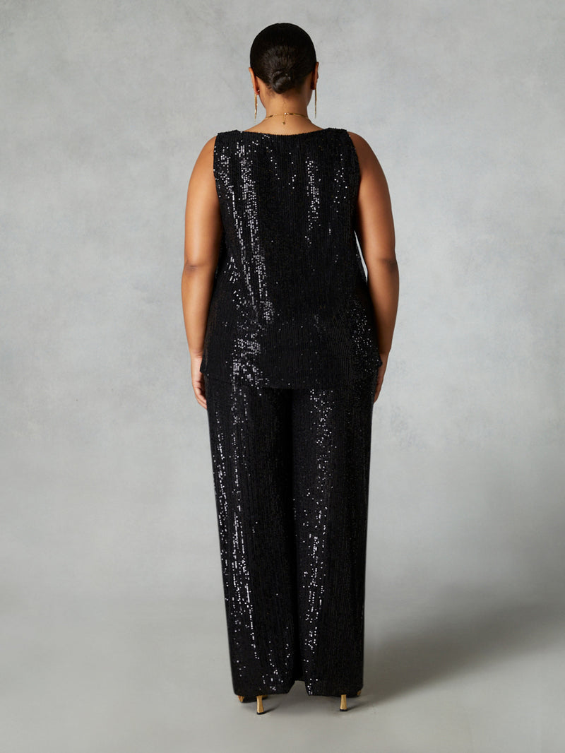 Black Sequin Vest Top