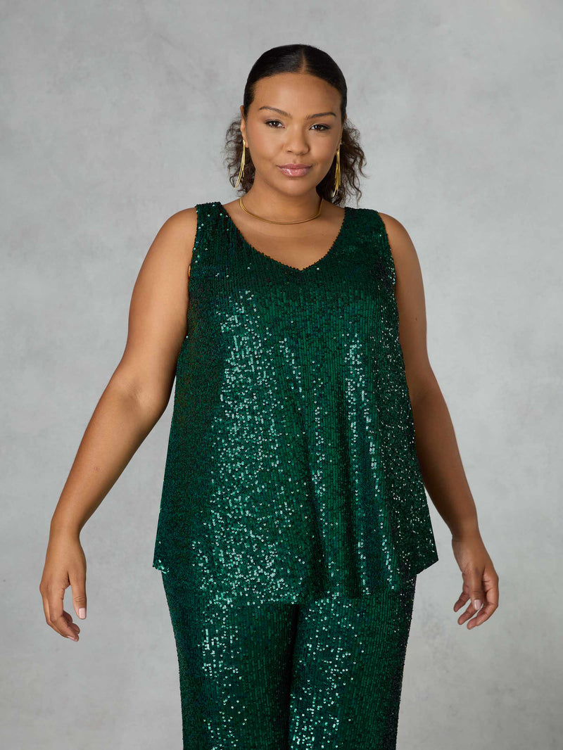 Green Sequin Vest Top