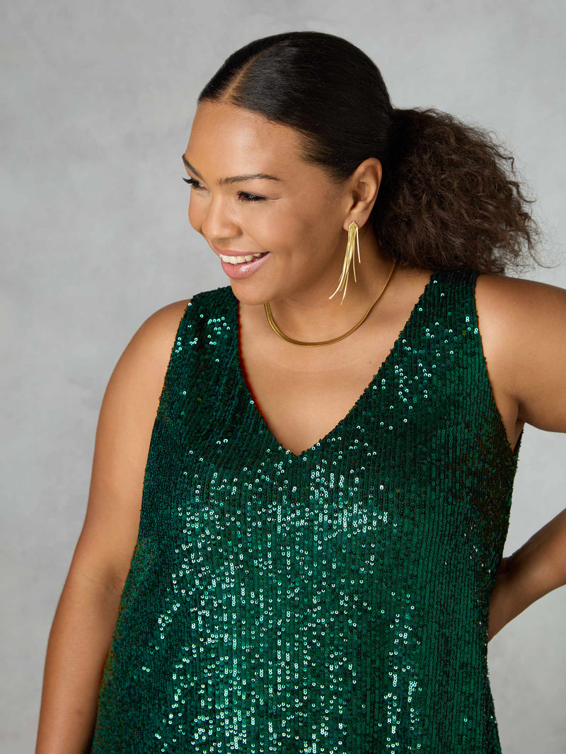 Green Sequin Vest Top