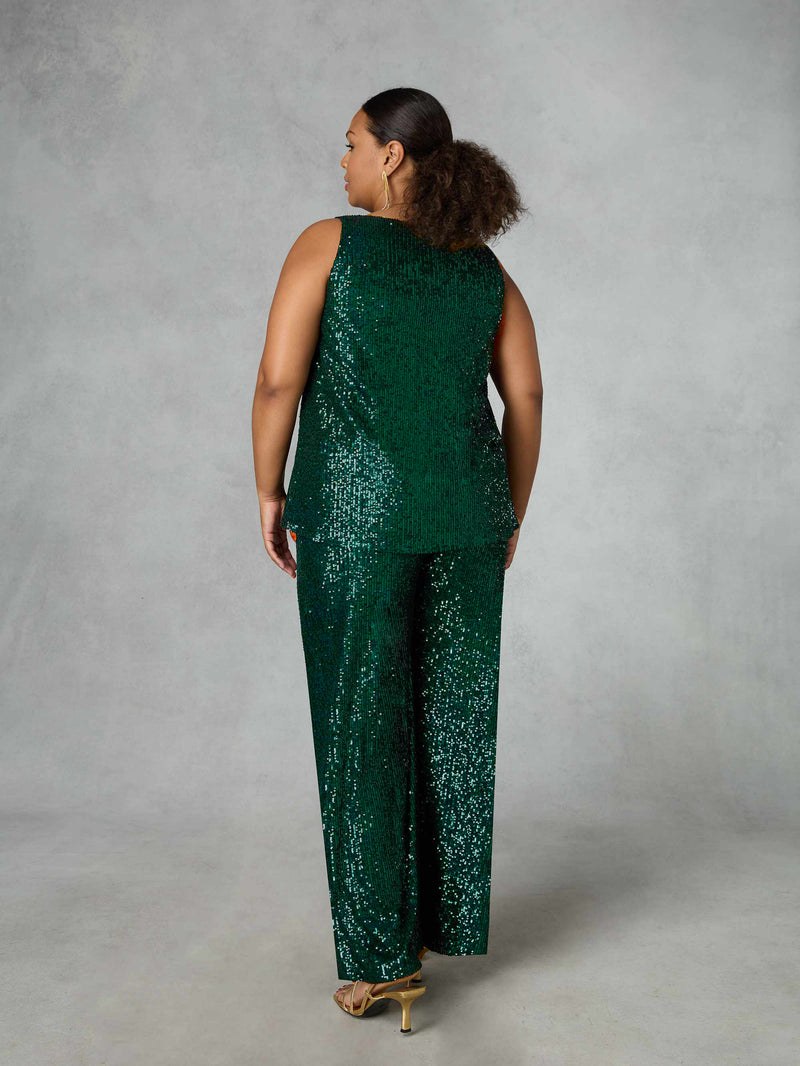 Green Sequin Vest Top