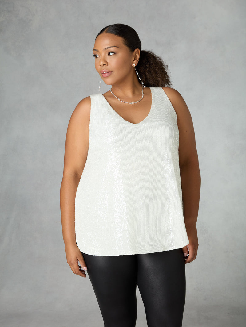 White Sequin Vest Top