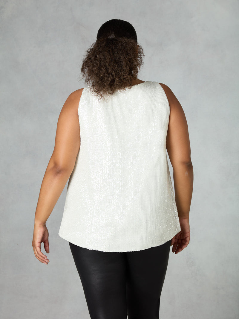 White Sequin Vest Top