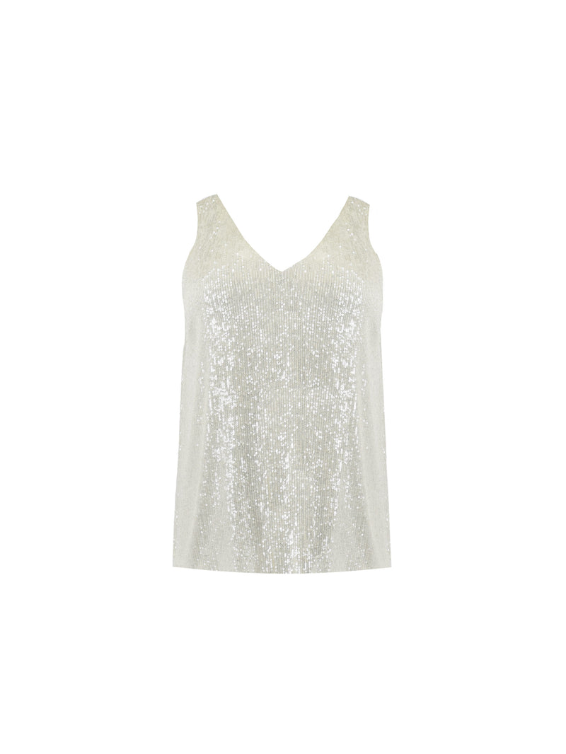 White Sequin Vest Top