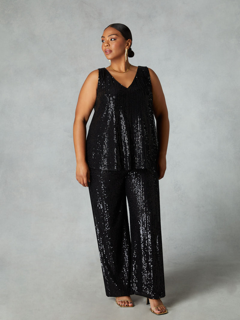 Black Sequin Trousers