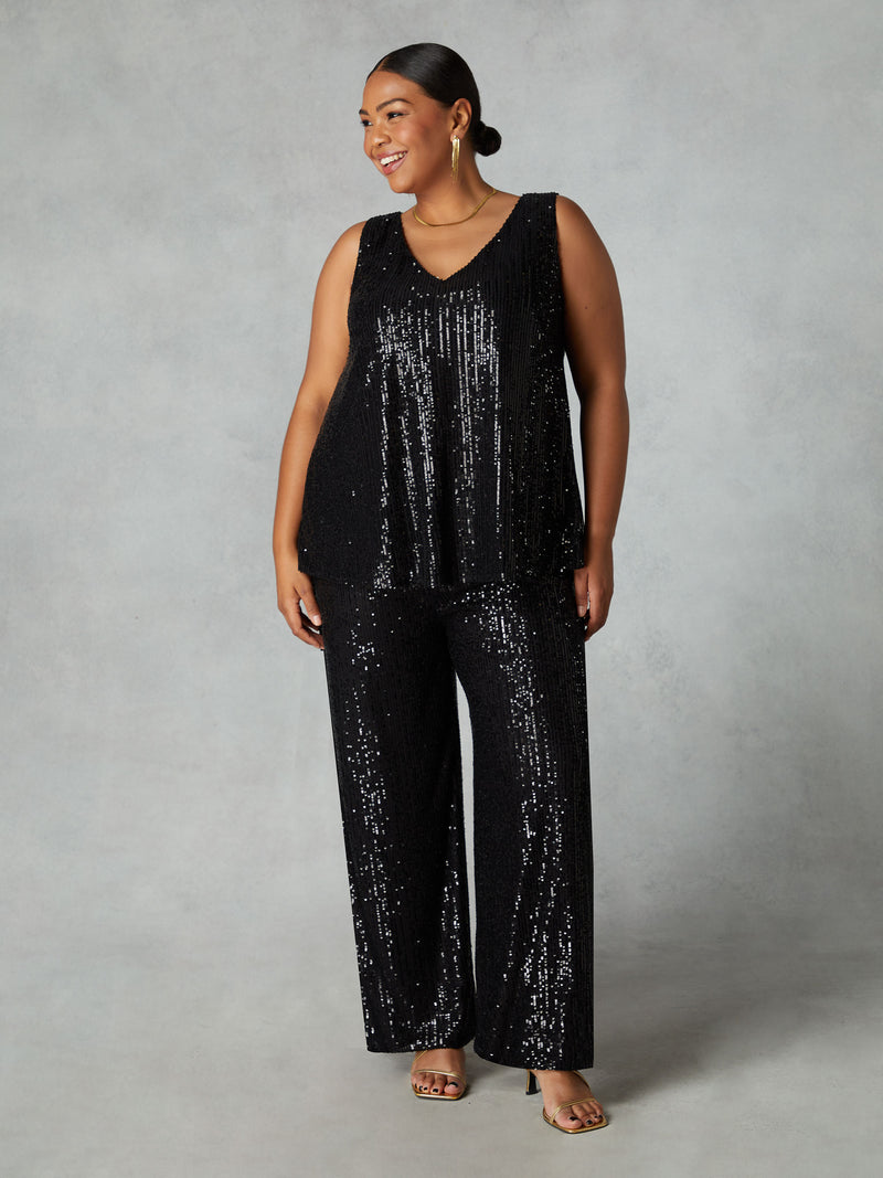 Black sequin shop trousers next