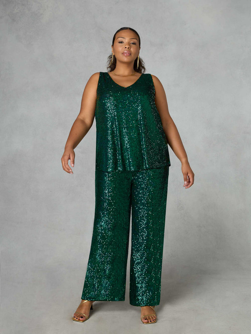 Green Sequin Trousers