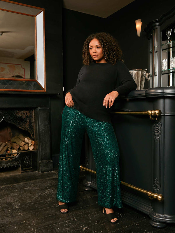 Green Sequin Trousers
