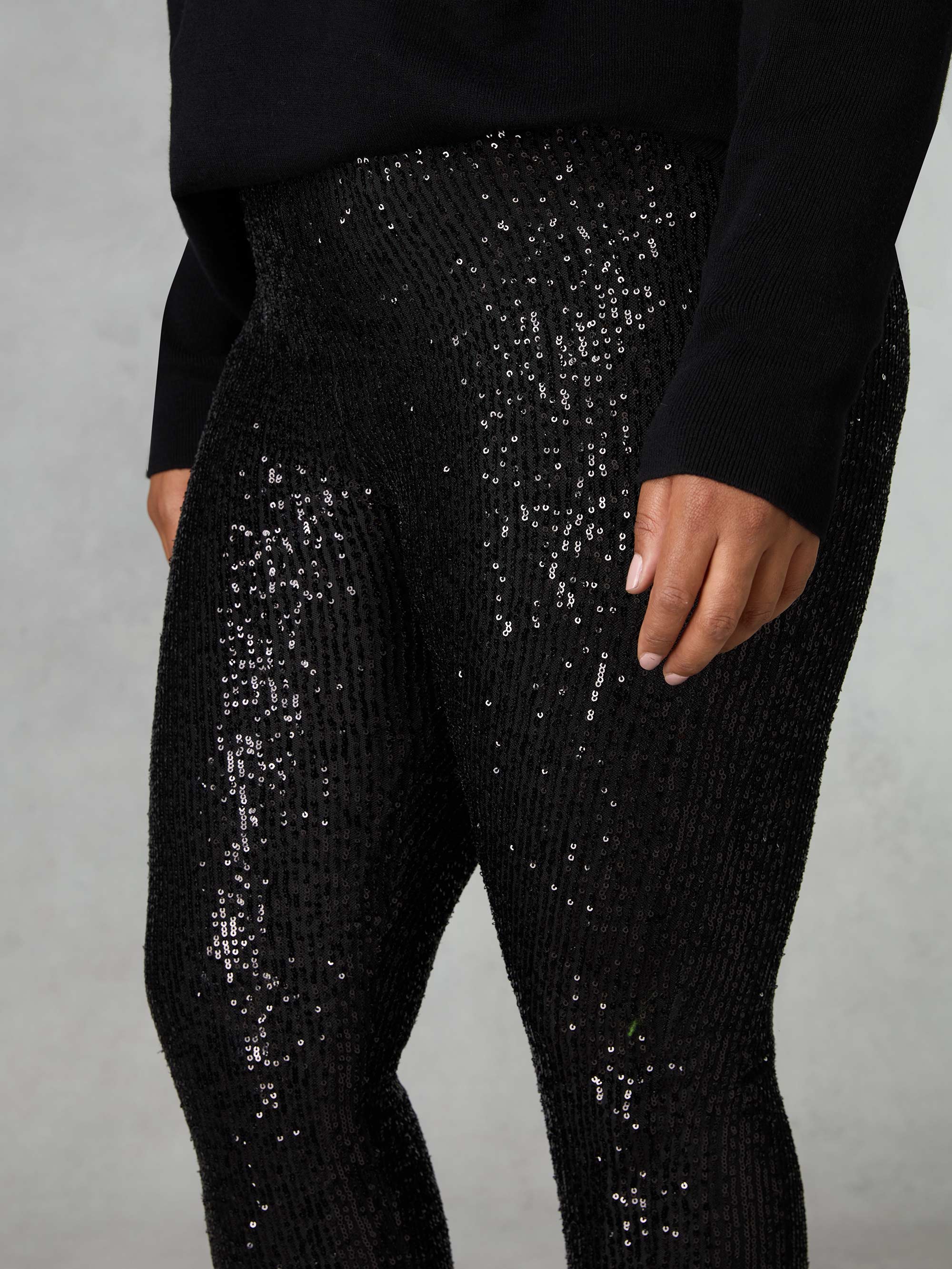 Black sequin hotsell leggings plus size