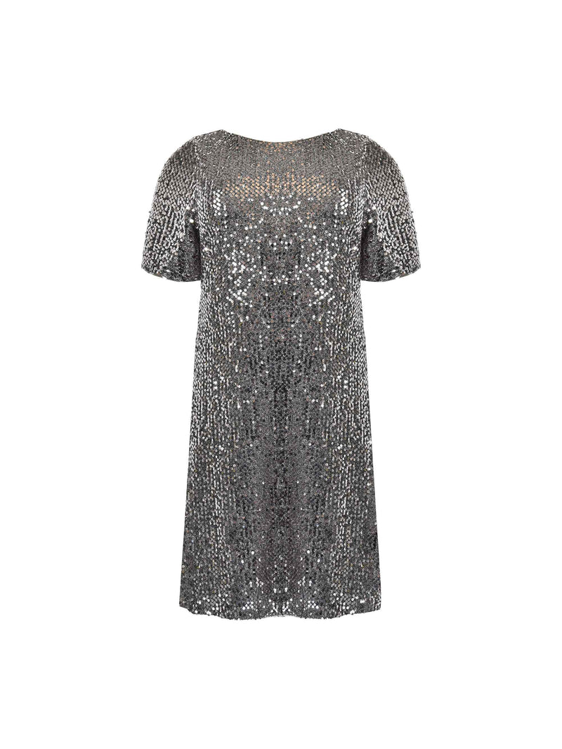 Silver Sequin Short Sleeve Dress - Plus Size Clothing from Live